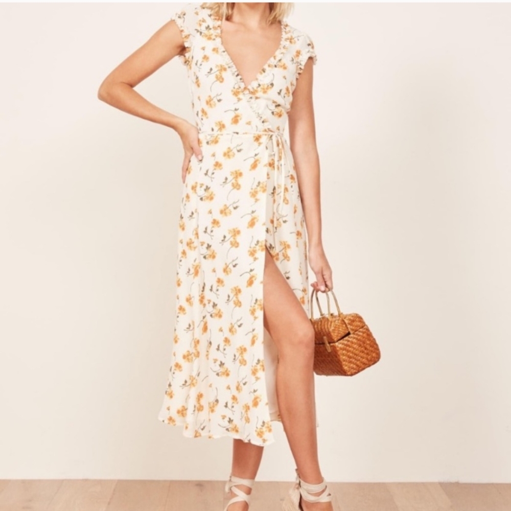 Reformation Gwyneth Wellfleet Limonada Floral Wrap Midi dress Size: XS NWT
